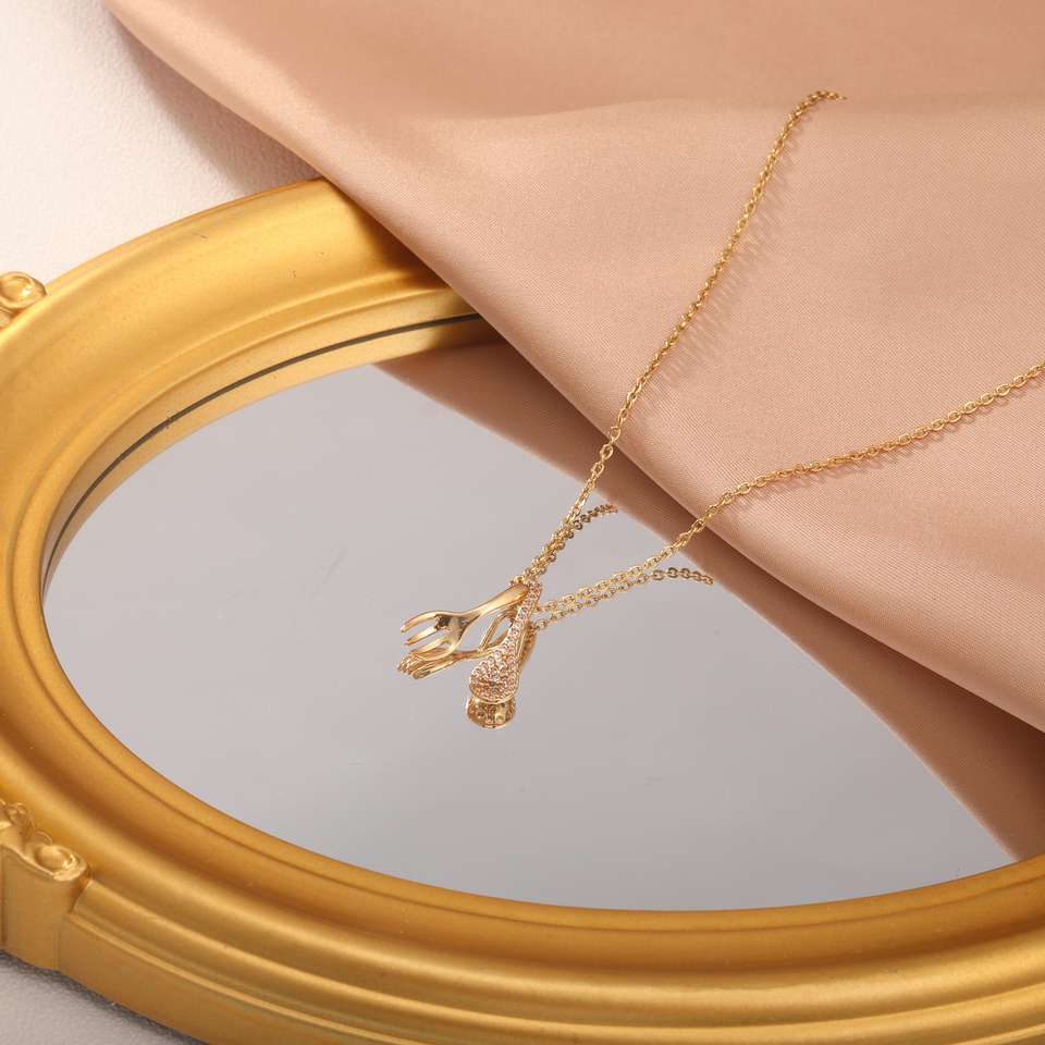 Fashion Simple Lucky Stainless Steel Necklace Creative Design Spoon Fork Pendant Necklace for Festival Gifts
