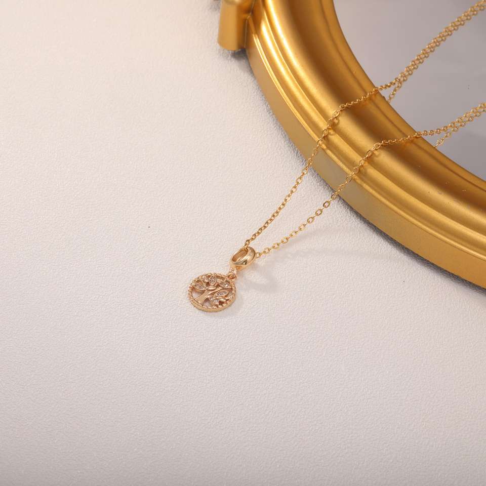 Gold Plating Hollow Tree of Life Shape Pendant Necklace
