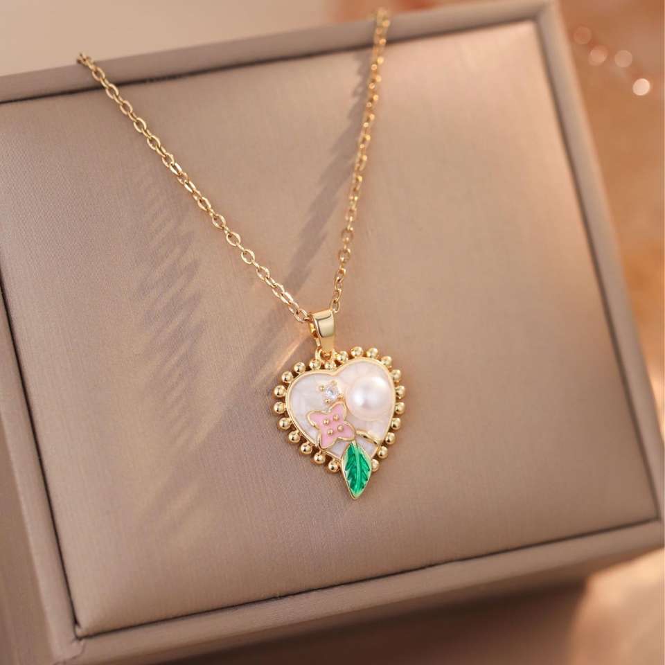 18K Gold Plated Monet Garden Retro Oil Drip Necklace