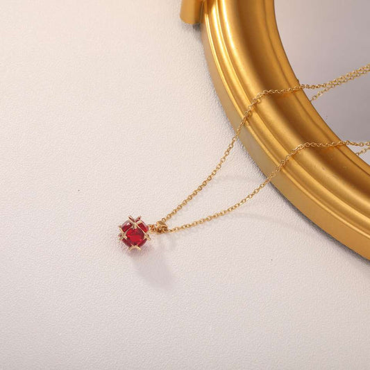 Ladies Vintage Style 18K Plated Pentagram Starfish Zircon Pendant Necklace