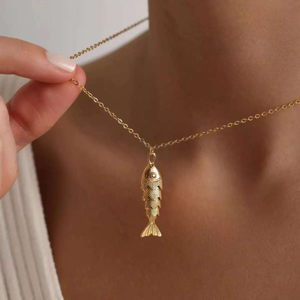 Movable Fish Pendant 18k Gold Plated