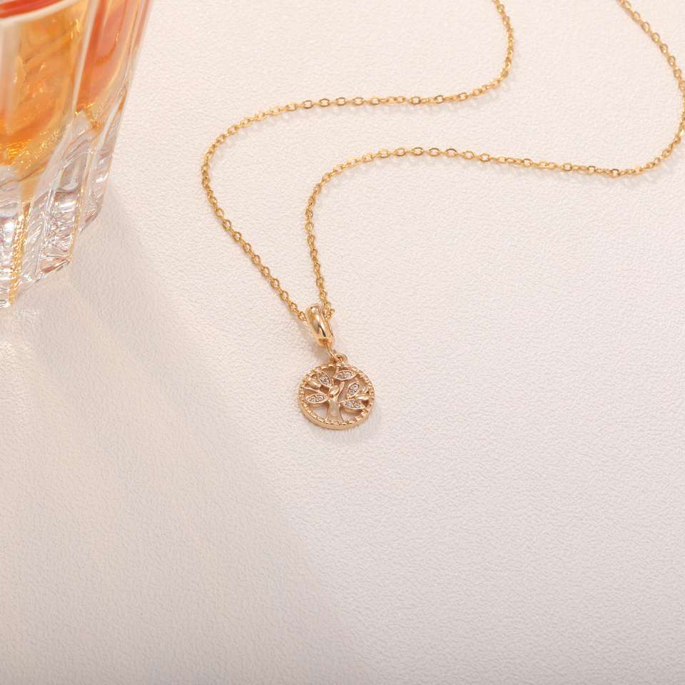 Gold Plating Hollow Tree of Life Shape Pendant Necklace
