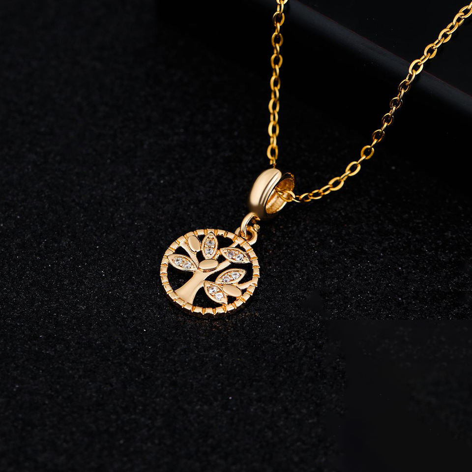 Gold Plating Hollow Tree of Life Shape Pendant Necklace