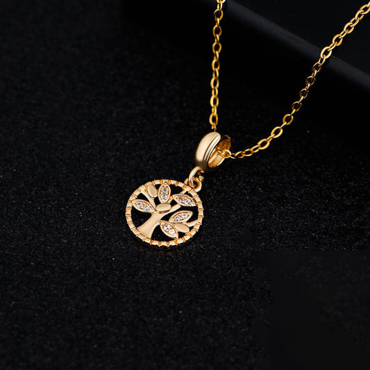 Gold Plating Hollow Tree of Life Shape Pendant Necklace