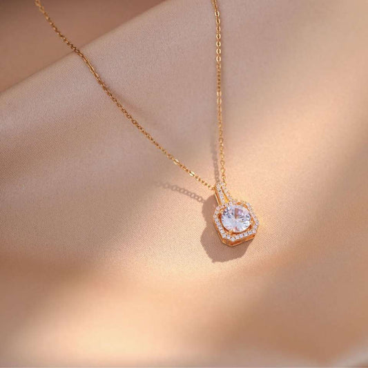 Zircon Pendant daily Wear Luxury Necklace High Quality Gold Plating Wedding Banquet Necklace holiday Gift