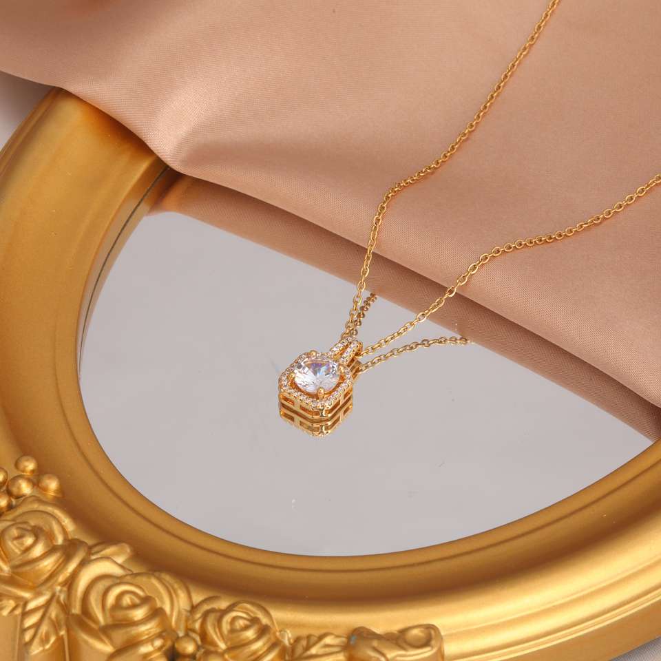 Zircon Pendant daily Wear Luxury Necklace High Quality Gold Plating Wedding Banquet Necklace holiday Gift