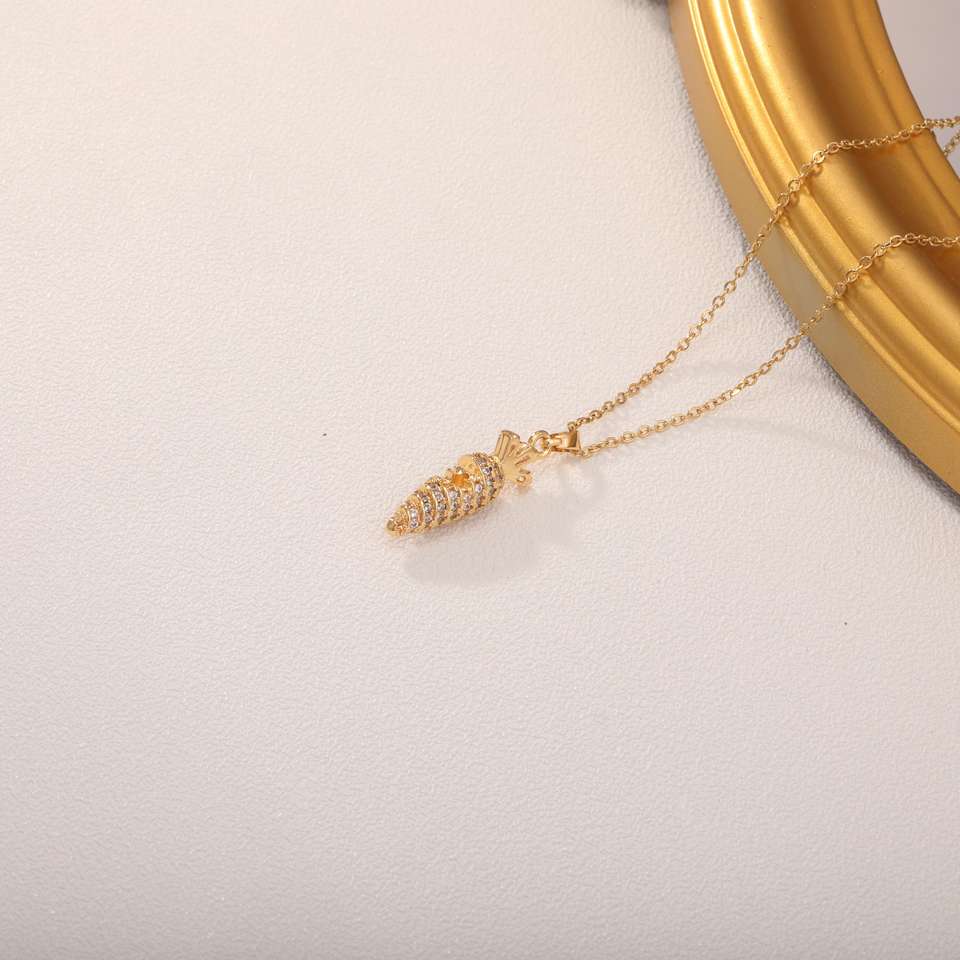 Fashion Simple Lucky Stainless Steel Chain Creative Design Radish Pendant