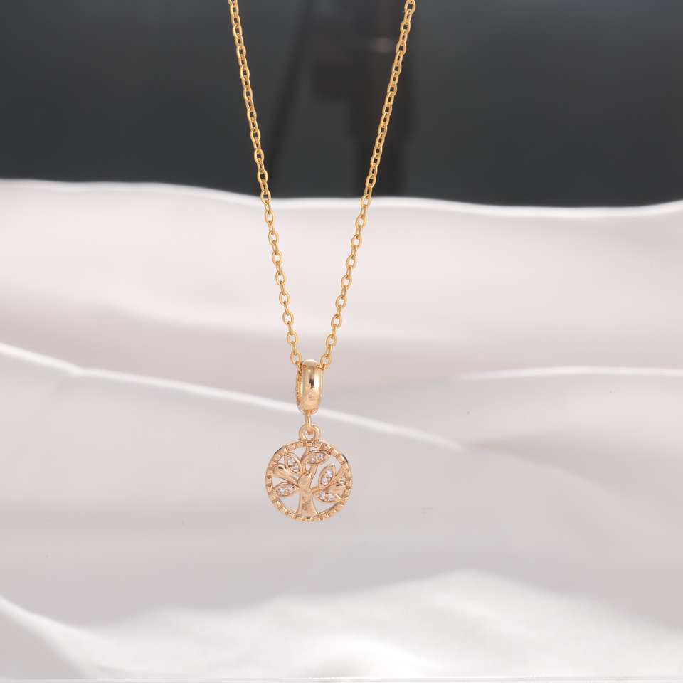 Gold Plating Hollow Tree of Life Shape Pendant Necklace
