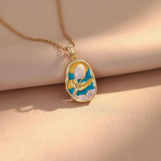 Oil Painting Style Flower Necklace