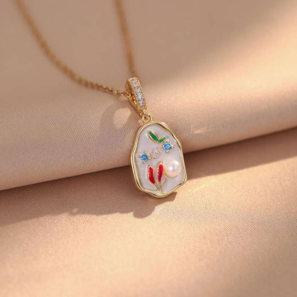 Oil Painting Style Flower Necklace