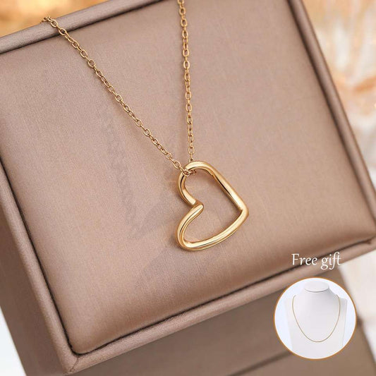 Women Shine Zircon Heart Pendant Necklace