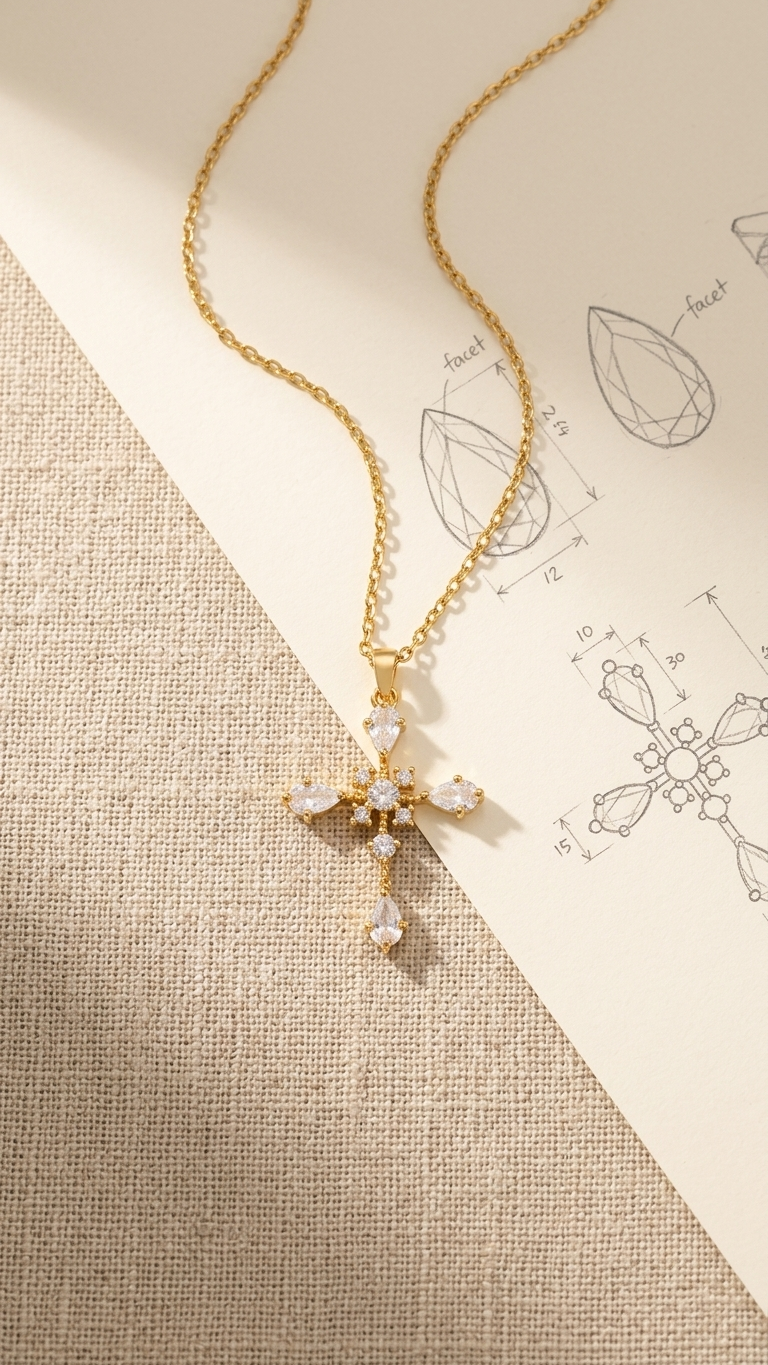 Classic Cross Necklace Simple Stainless Steel