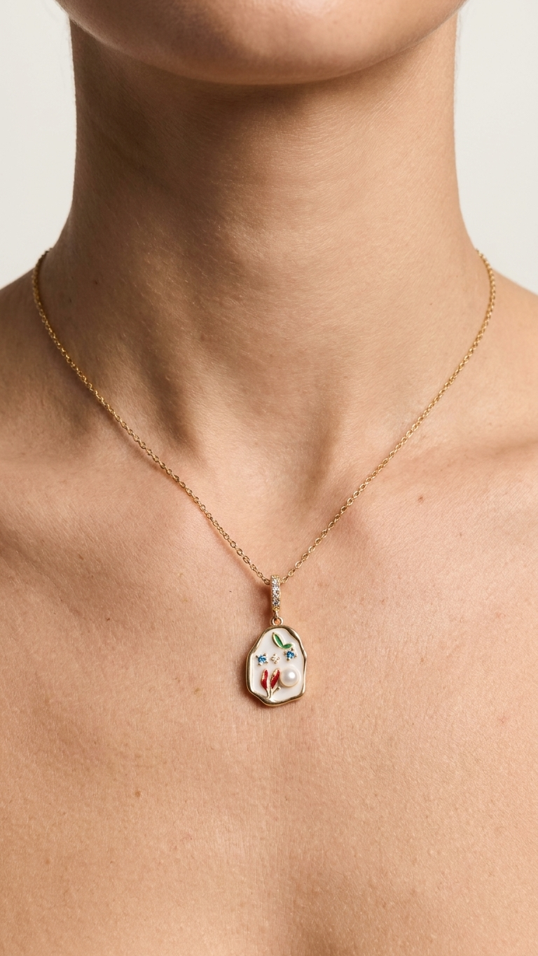 Oil Painting Style Flower Necklace