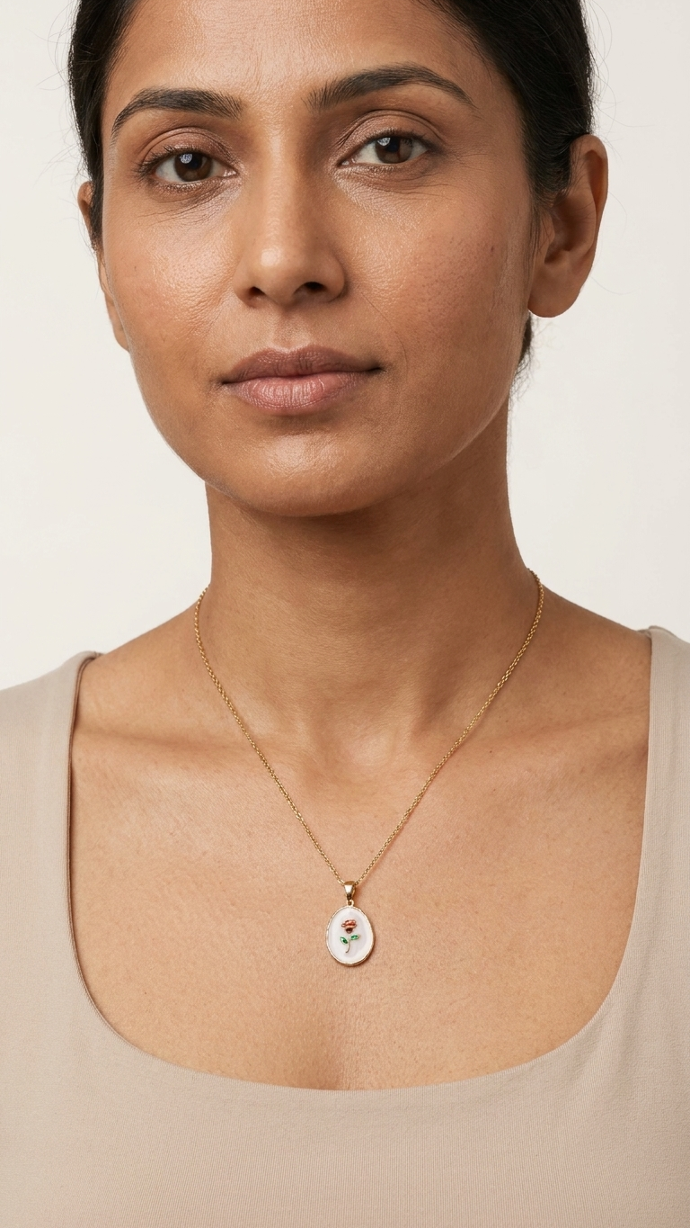 Oil Painting Style Flower Necklace Light Luxury Niche Design High-end New Pearl Pendant