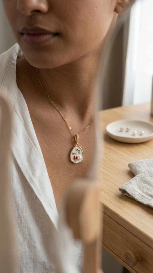 Oil Painting Style Flower Necklace